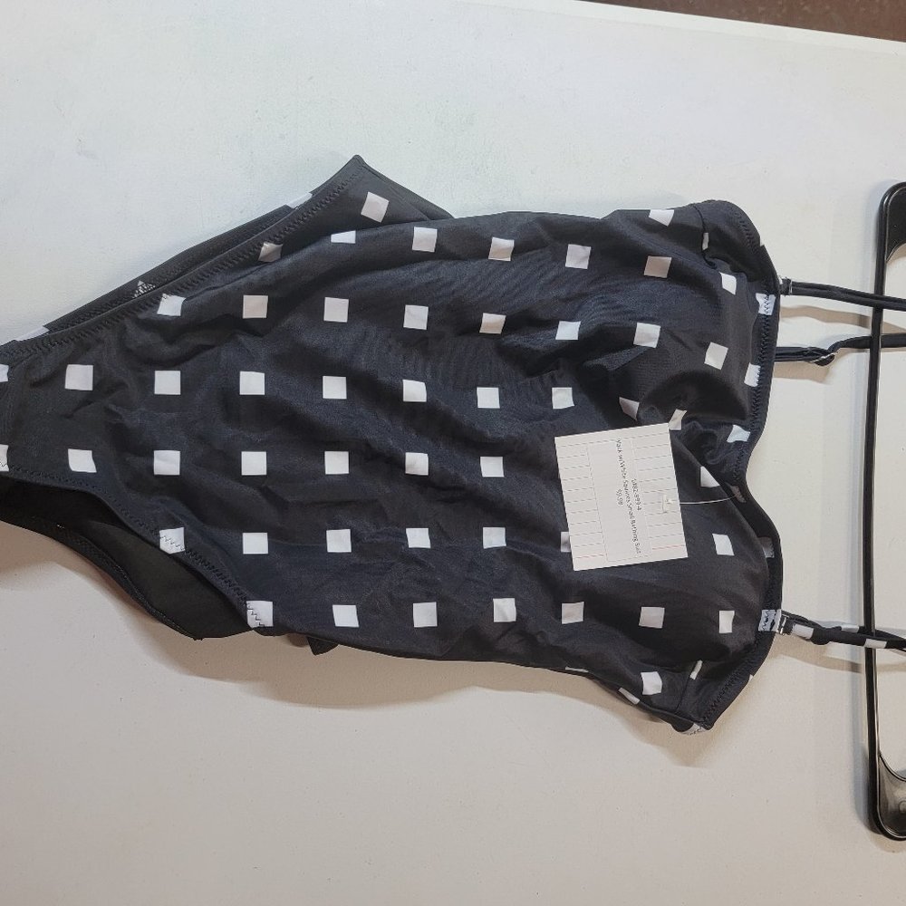 1482 - Black w/White Squares Small Bathing Suit